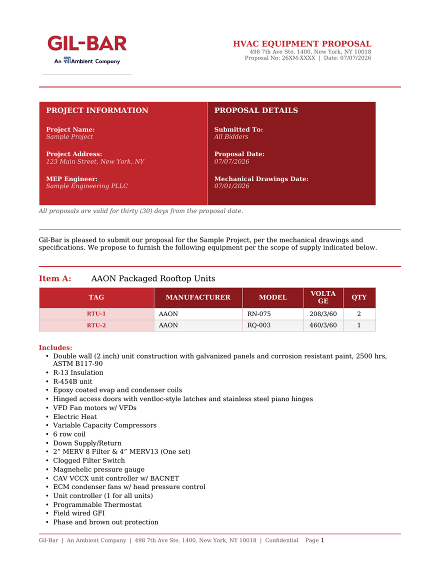 Sample draft proposal — page 1